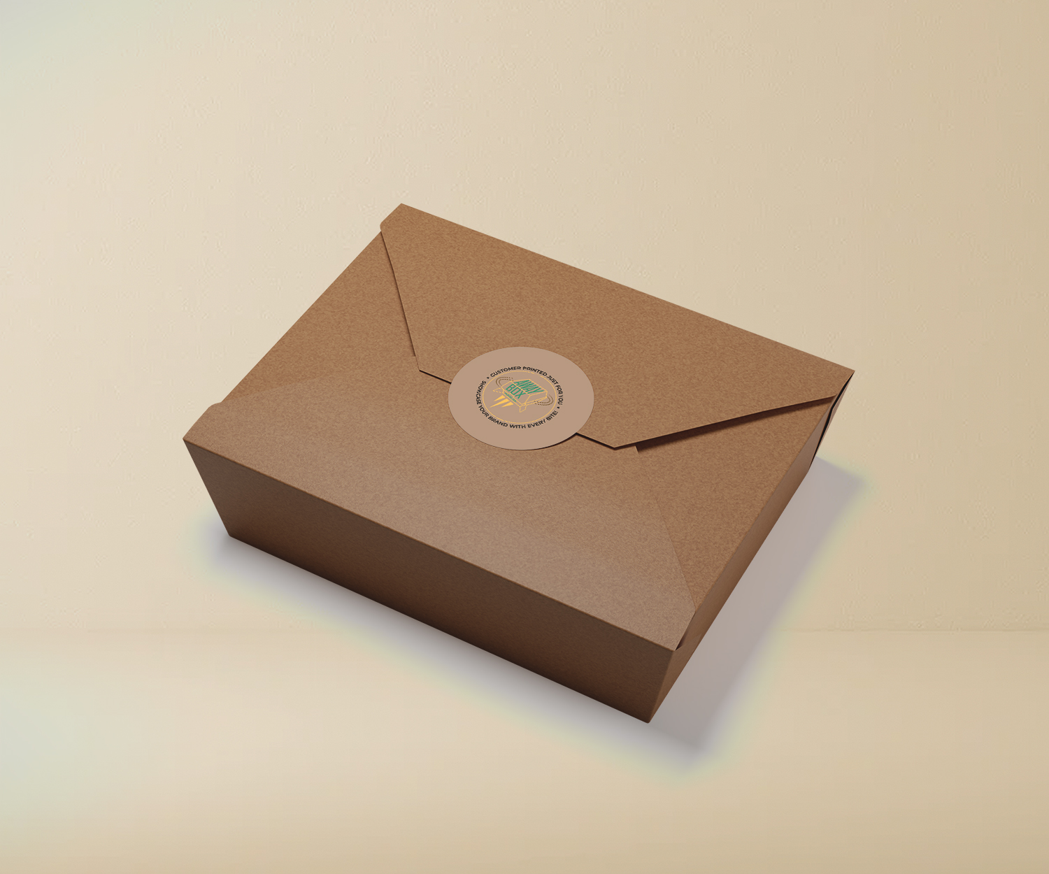 Take away packaging mockup with circle sticker