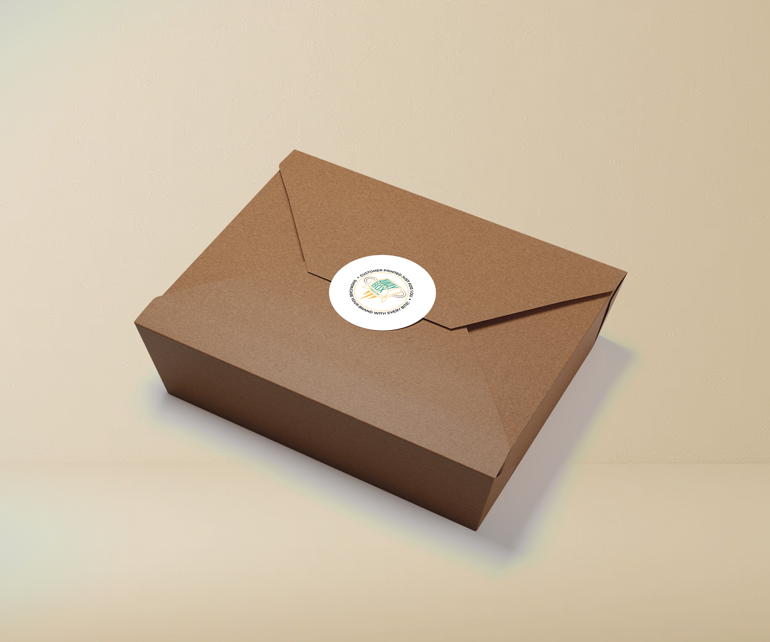 Take away packaging mockup with circle sticker