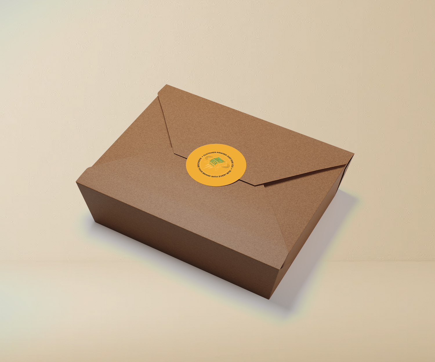 Take away packaging mockup with circle sticker