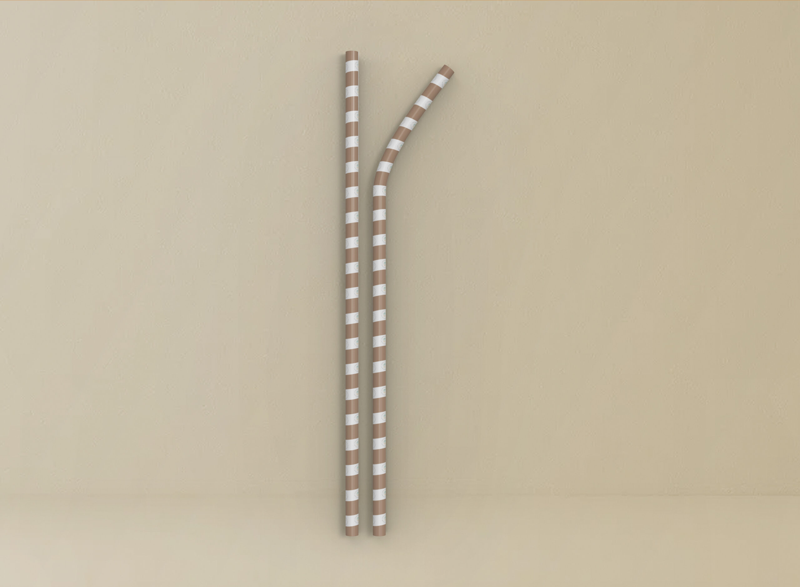 3d Two Straw Mockup