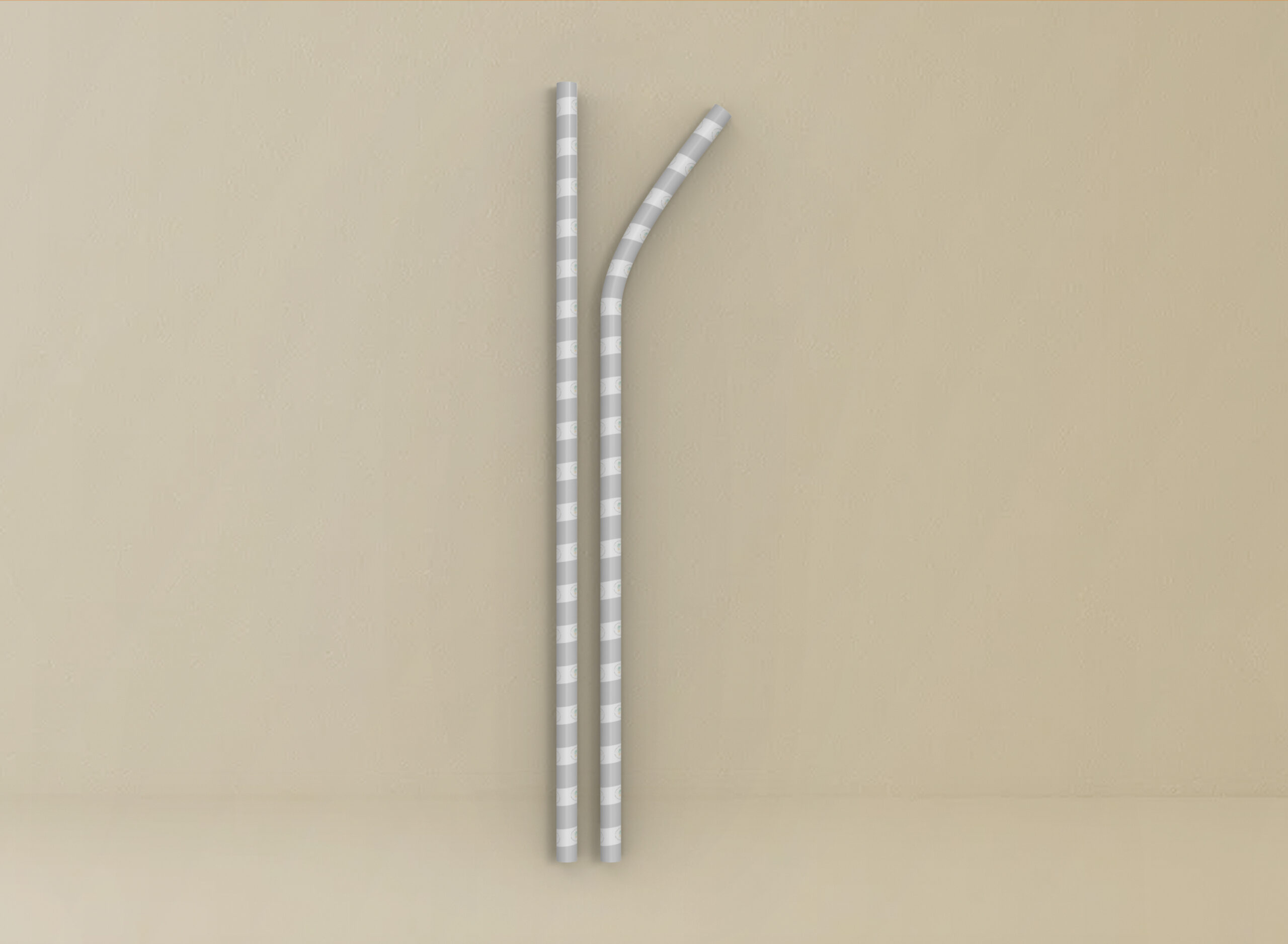 3d Two Straw Mockup