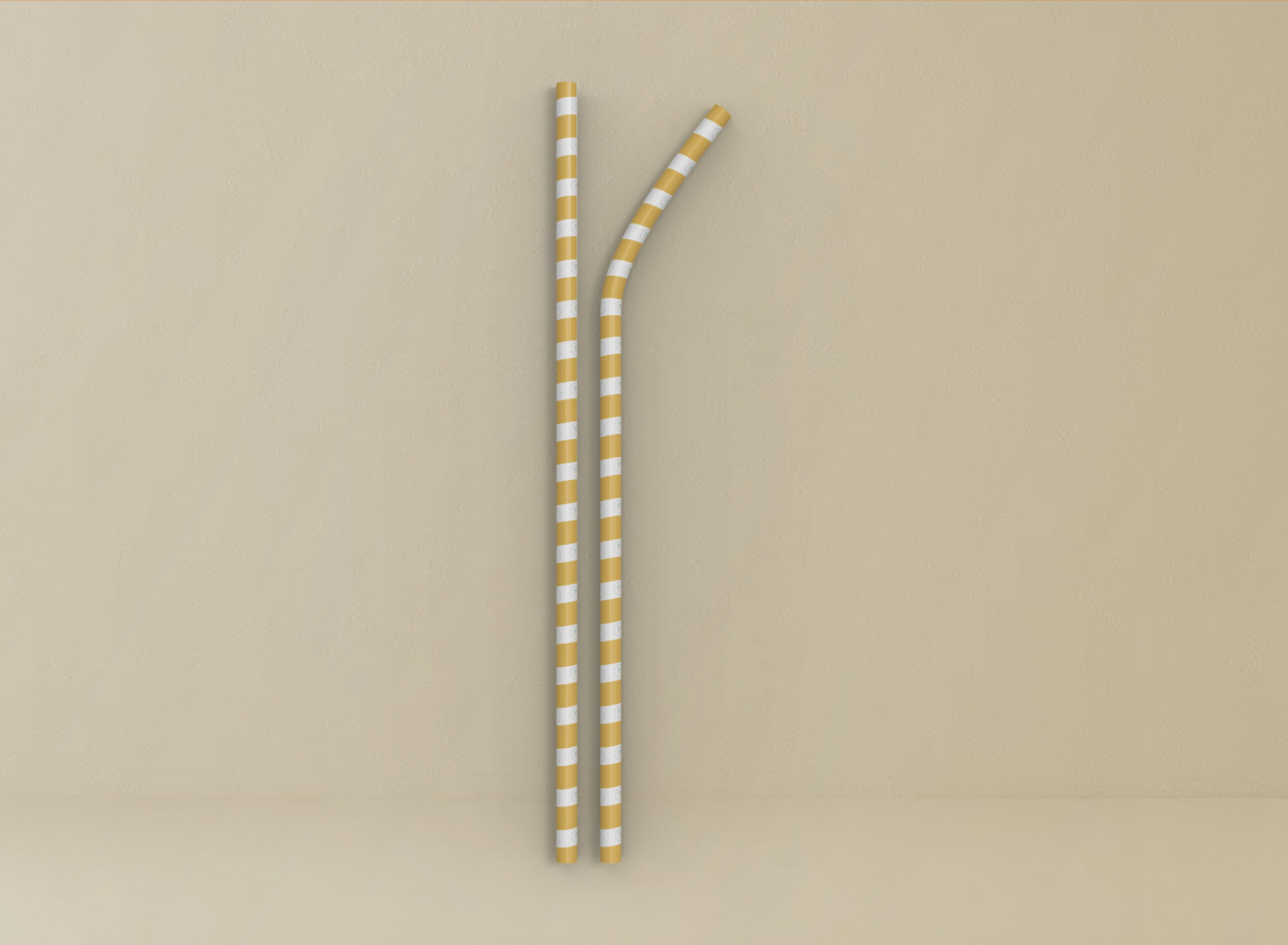 3d Two Straw Mockup